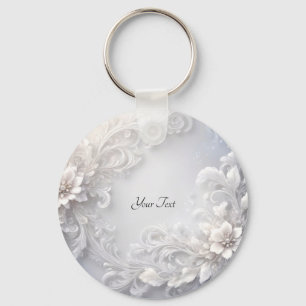 Witte Bloemrijke Sleutelhanger