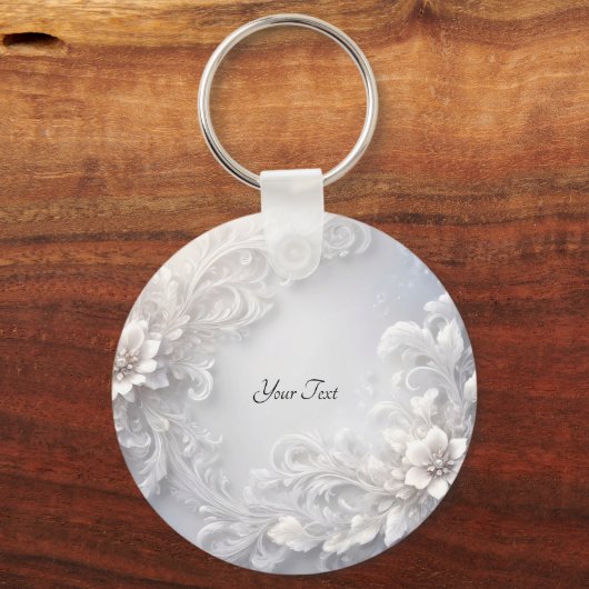 Witte Bloemrijke Sleutelhanger (Voorkant)