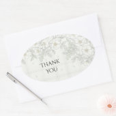 Witte bloemrijke tartan bedank sticker (Envelop)