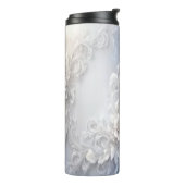 Witte Bloemrijke Thermische Tumbler Thermosbeker (Gedraaid links)