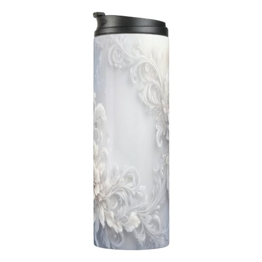 Witte Bloemrijke Thermische Tumbler Thermosbeker (Geroteerd rechts)