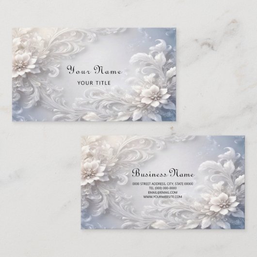 Witte Bloemrijke Visitekaartje (Voorkant / Achterkant)