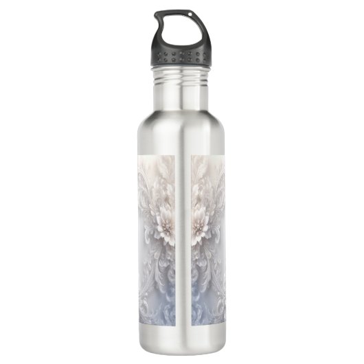 Witte Bloemrijke Waterfles Waterfles (Achterkant)