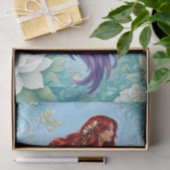 Witte bloemrijke zeemeermin & vlinders decoupage tissuepapier (Geschenk)