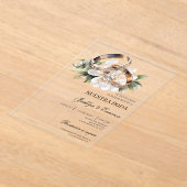 Witte Bloemring met Spaanse bruiloft acryl Acryl Uitnodigingen (Laagn)