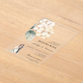 Witte Bloemring met Spaanse bruiloft Acryl Uitnodigingen (Laagn)