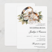 Witte Bloemring met Spaanse bruiloft Kaart (Voorkant / Achterkant)