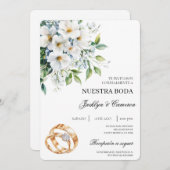 Witte Bloemring met Spaanse Uitnodiging voor het H (Voorkant / Achterkant)