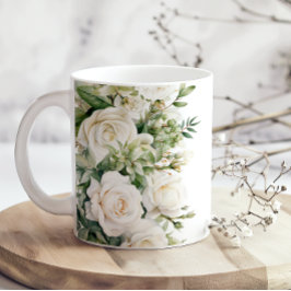 Witte bloemrozen Moeder koffiemok