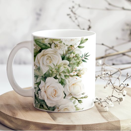 Witte bloemrozen Moeder koffiemok