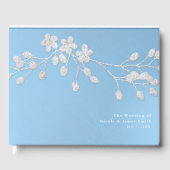 Witte Bloemtak Winter Blauw Elegante bruiloft Gastenboek (Voorkant)