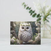 witte bloemuil briefkaart (Staand voorkant)