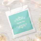 Witte bloemvector op turquoise turquoise Dank u Bedankzakje (Geknipt)