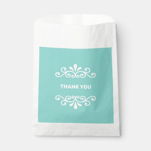 Witte bloemvector op turquoise turquoise Dank u Bedankzakje (Voorkant)