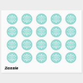 Witte bloemvector op turquoise turquoise Dank u Ronde Sticker (Vel)