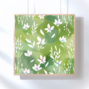 Witte Bloemvelden   Elegante Lente Bloemen  Poster