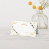 Witte bloemvlinders Quinceañera 16e verjaardag Plaatskaartje (Achterkant)