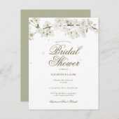 Witte Bloesem Bloemen Bruids Douche Uitnodiging (Voorkant / Achterkant)