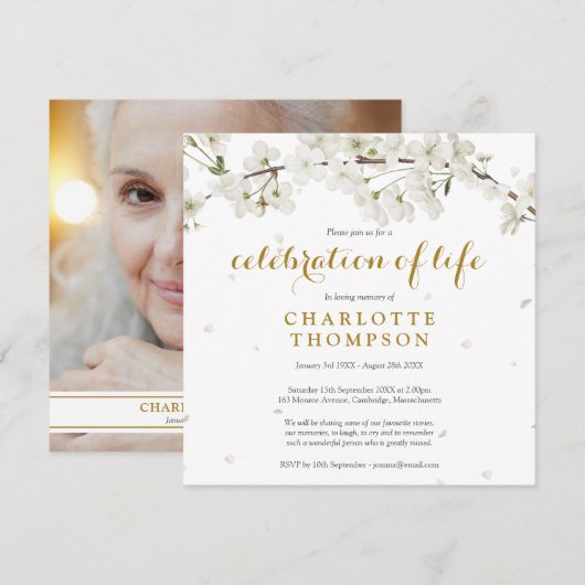 Witte bloesem bloemenfoto viering van het leven kaart (Voorkant / Achterkant)