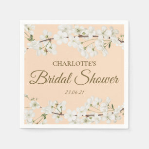 Witte bloesem bloemig Vrijgezellenfeest Servet