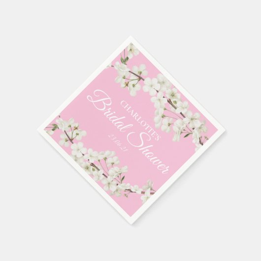 Witte Bloesem Bloemige Bruiloft Feest Servet (Hoek)