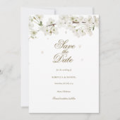Witte Bloesem Bloemige Trouw Save the Date Kaart (Voorkant)