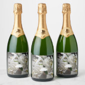 Witte Bloesem Bloemige Wijnlabel Sparkling Wijnetiket (Flessen)