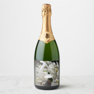 Witte Bloesem Bloemige Wijnlabel Sparkling Wijnetiket