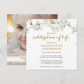 Witte Bloesem Bloemisterij Foto Herdenking van het Kaart (Voorkant / Achterkant)