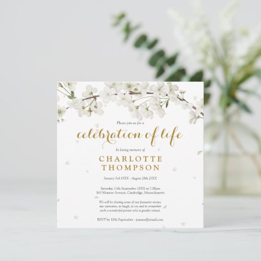 Witte Bloesem Bloemisterij Foto Herdenking van het Kaart (Staand voorkant)