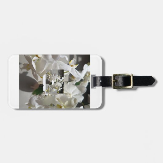 Witte Bloesem Bloemrijke Bagage Label (Voorkant horizontaal)