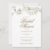 Witte Bloesem Bloemrijke Elegante Moderne Bruidsdo Kaart (Voorkant)