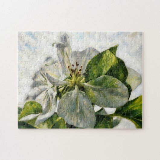 Witte bloesem boom bloem kunstpuzzel legpuzzel (Horizontaal)