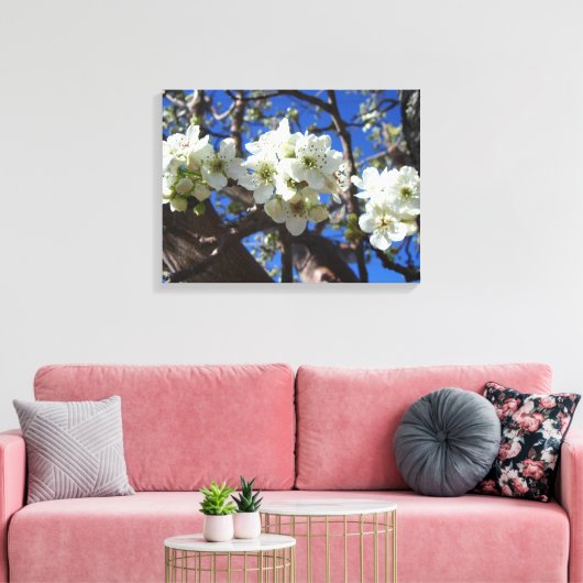 Witte bloesem Clusters Spring Flowering Pear Tree Canvas Afdruk (Insitu (Woonkamer))