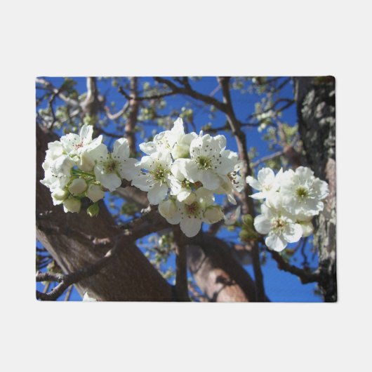 Witte bloesem Clusters Spring Flowering Pear Tree Deurmat (Voorkant)