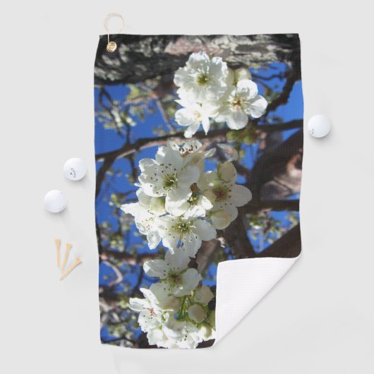 Witte bloesem Clusters Spring Flowering Pear Tree Golfhanddoek (Insitu)