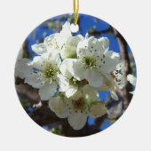 Witte bloesem Clusters Spring Flowering Pear Tree Keramisch Ornament (Voorkant)