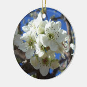 Witte bloesem Clusters Spring Flowering Pear Tree Keramisch Ornament (Links)