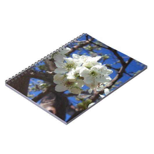Witte bloesem Clusters Spring Flowering Pear Tree Notitieboek (Linkerzijde)