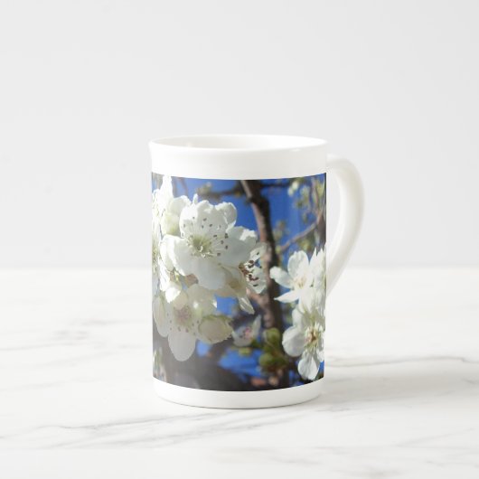 Witte bloesem Clusters Spring Flowering Pear Tree Porselein Kop (Voorkant rechts)