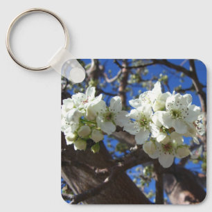 Witte bloesem Clusters Spring Flowering Pear Tree Sleutelhanger