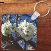 Witte bloesem Clusters Spring Flowering Pear Tree Sleutelhanger (Achterkant)