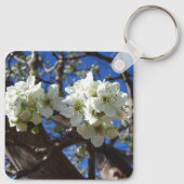 Witte bloesem Clusters Spring Flowering Pear Tree Sleutelhanger (Achterkant)
