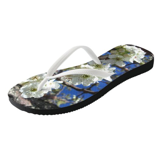 Witte bloesem Clusters Spring Flowering Pear Tree Teenslippers (Schuin)