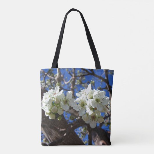 Witte bloesem Clusters Spring Flowering Pear Tree Tote Bag (Achterkant)