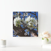 Witte bloesem Clusters Spring Flowering Pear Tree Vierkante Klok (Huis)