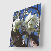 Witte bloesem Clusters Spring Flowering Pear Tree Vierkante Klok (Hoek)