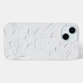Witte Bloesem Gebosseerde Bloemen Telefoonhoes Case-Mate iPhone Case (Achterkant (horizontaal))