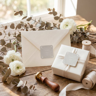 Witte Bloesem Gedempte Taupe Minimalistische Frame Vierkante Sticker