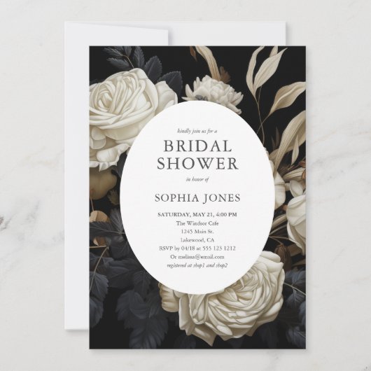 Witte bloesem gedroogde bladeren donker Vrijgezell Kaart (Voorkant)